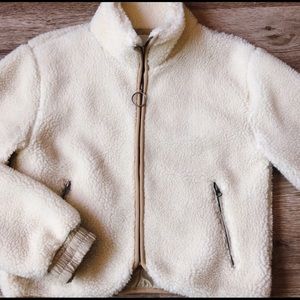 Urban Outfitters Cropped Teddy Zip Jacket